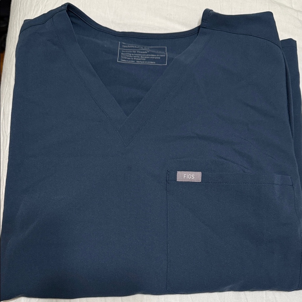 Figs Deep Blue V-Neck Scrub Top